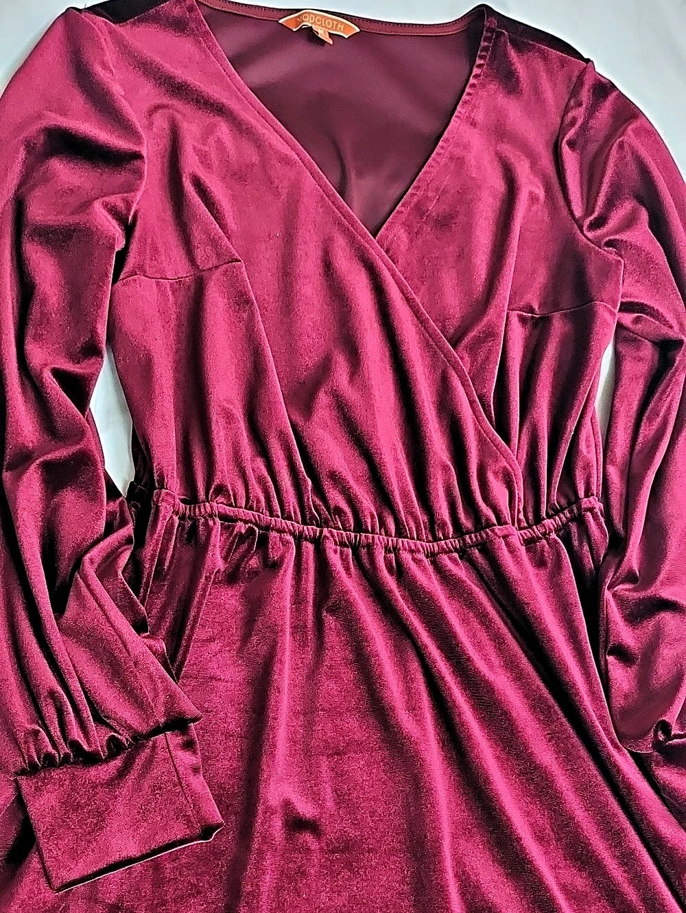 ModCloth Burgundy Velvet Long Sleeve Dress Size M